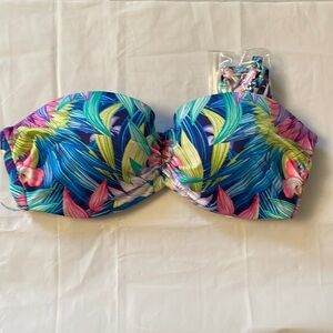 Oysho Strapless Bikini Top  NWT floral design size SM